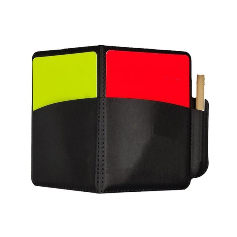 Football Referee Wallet, 1 Set PU Leather Football Card Holder with Red & Yellow Card & Pen, Football Card Storage Bag for Competition Game