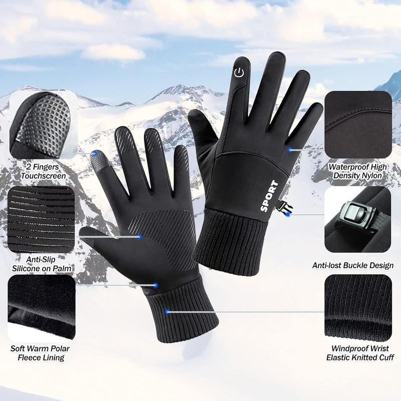 Winter Men's Touch Screen Full Finger Gloves, 1 Pair Non-slip Breathable Gloves for Cycling, Motorcycle & Racing, Sports & Outdoor Accessories