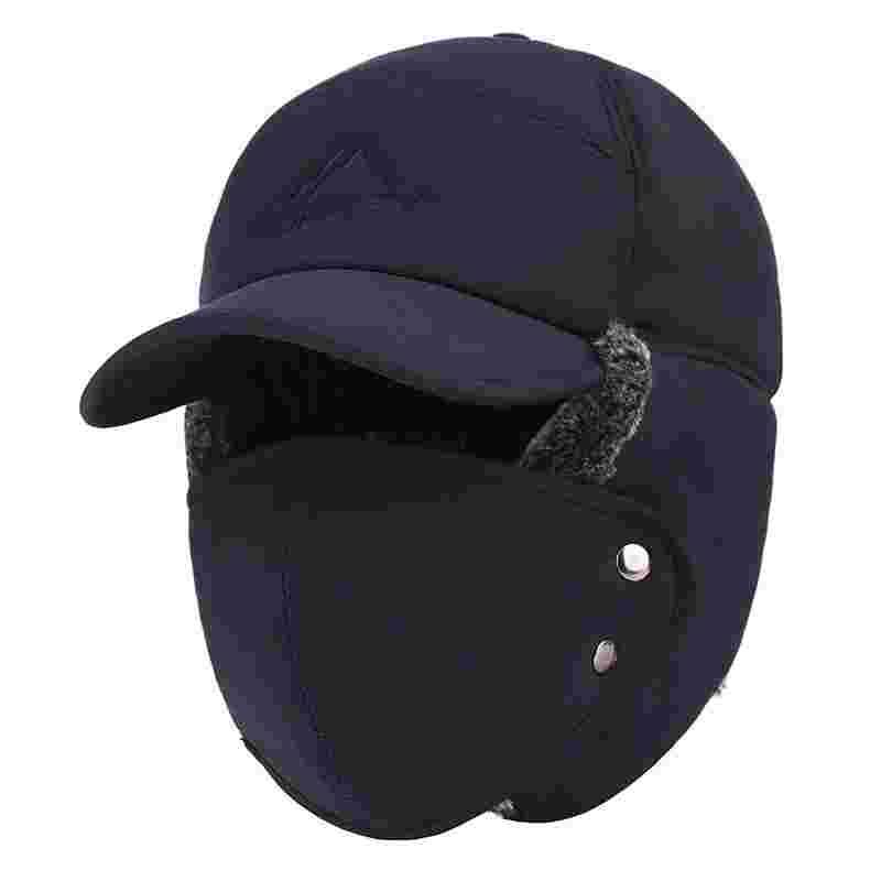 Winter sports hat, windproof and cold-proof outdoor sports hat, thickened imitation fur outdoor sports hat with detachable mask, cycling warm hat