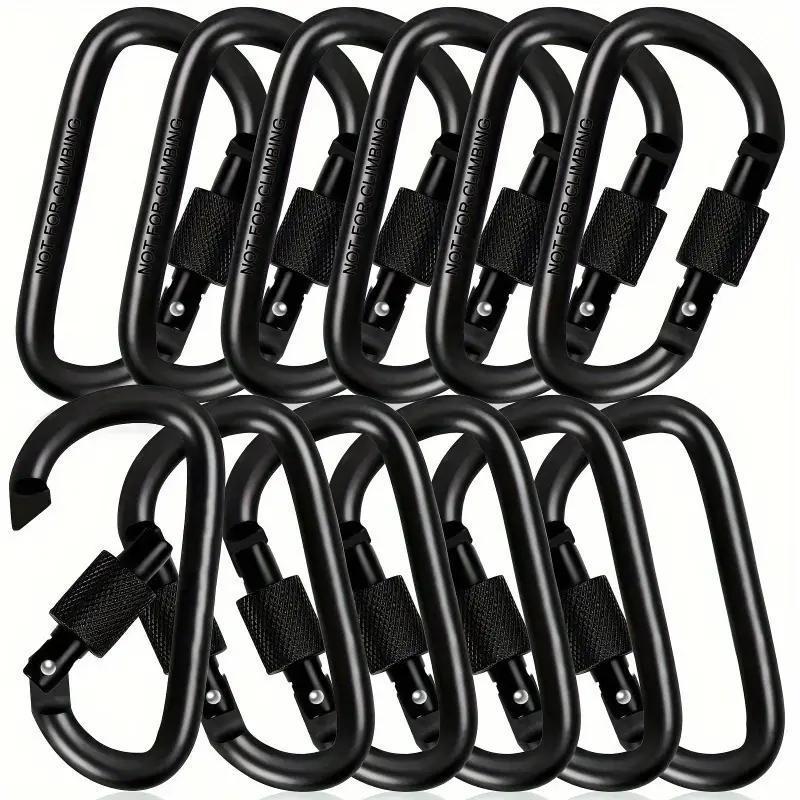 Aluminum Alloy Climbing Carabiner, 6 Counts D-ring Spring Hook with Screw Door, Outdoor Activity Accessories for Hiking, Camping, Backpacking