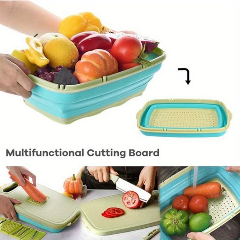 9-in-1 Foldable Camping Cutting Board Food Storage Basket Multi Functional Kitchen Space Saving Folding Design Durable and Safe Suitable for Campers