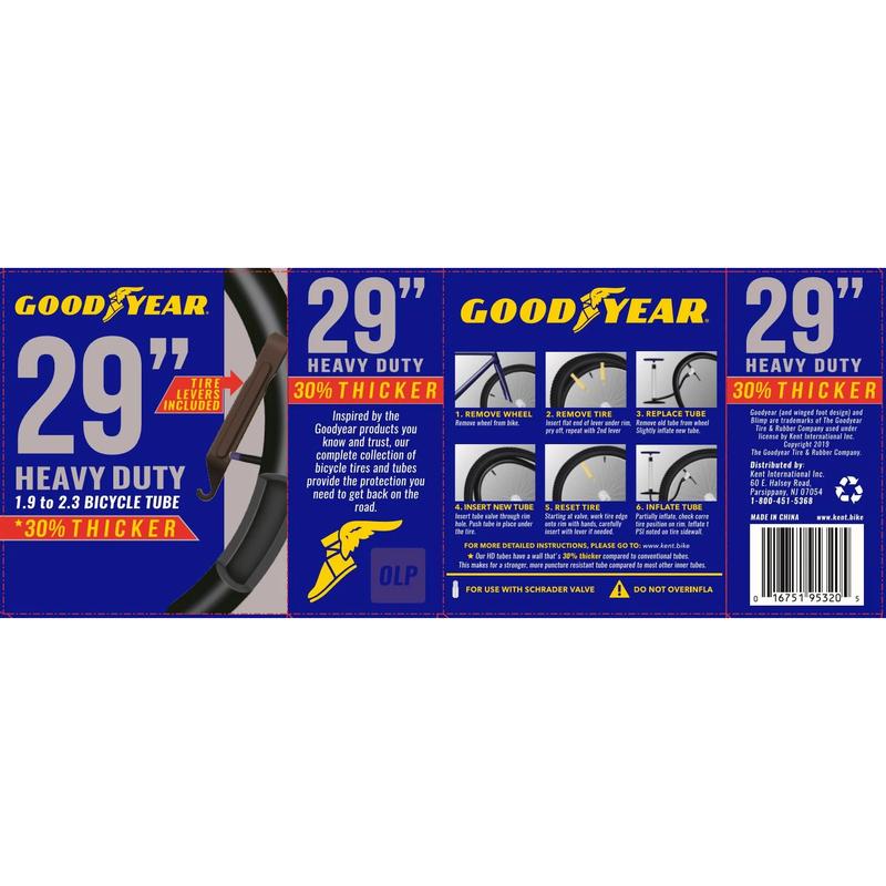 (4 Pack) Goodyear Tires 29 In. X 1.9 In. - 2.3 In. Heavy Duty Bike Tube, Black, Standard Schrader Valve