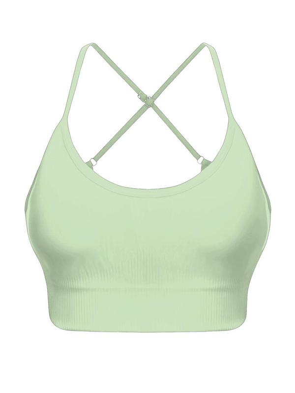 Women's Criss Cross Backless Breathable Sports Bra for Spring, Bras for Women, Solid Comfortable Wireless Push Up Bra, Summer Wear 2024, Softness Lightweight Lingerie Bralette for Women's Daily Wear