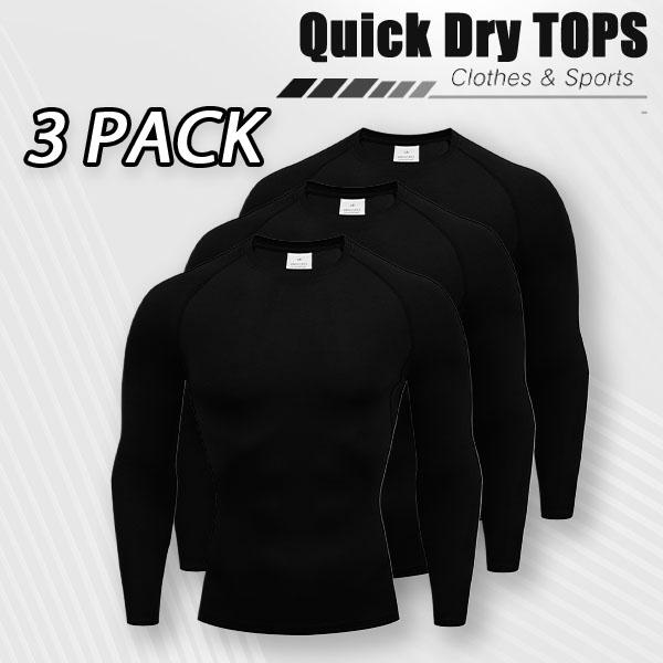 OKP 3 Pack UPF High-Stretch Men's Sports Long-Sleeved T-shirt, Moisture-Wicking And Quick-Drying, Lightweight And Breathable, Suitable For Running, Fitness And Outdoor, Cycling Clothing, Solid Round Neck Tops And Thin Jerseys, Spring, Autumn, Winter