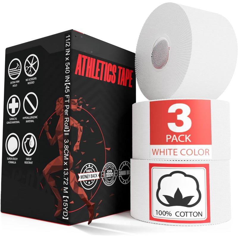 Sports Tape 1.5 Inches X 45 Feet Roll | No Sticky Residue Easy to Tear Tape