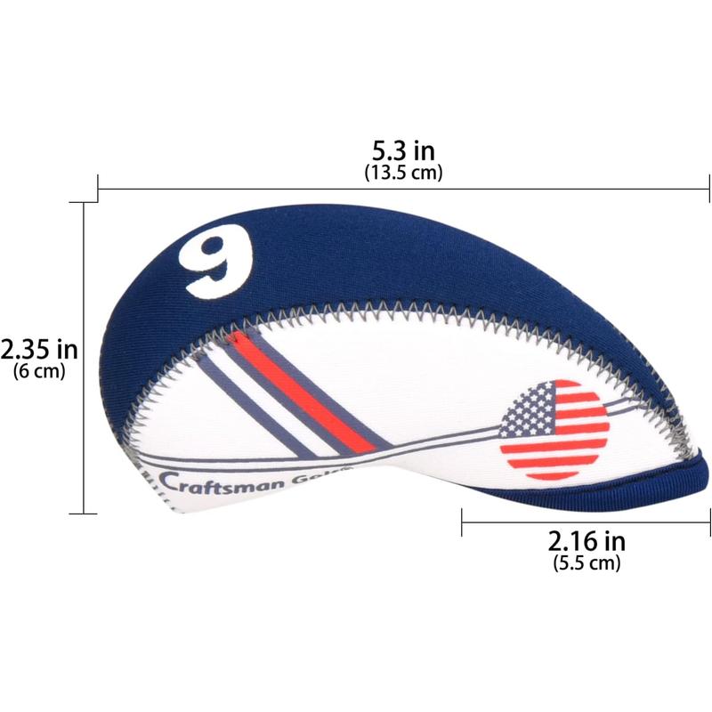 Craftsman Golf US Flag Neoprene Golf Club Head Cover Wedge Iron Protective Headcover for All Brands Golf Club Head Protector Gift for Men Women