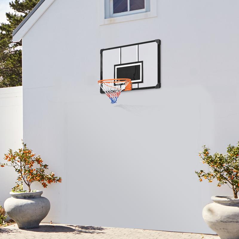 Soozier Wall Mounted Basketball Hoop with Shatter Proof Backboard, Durable Rim and All-Weather Net for Indoor and Outdoor Use