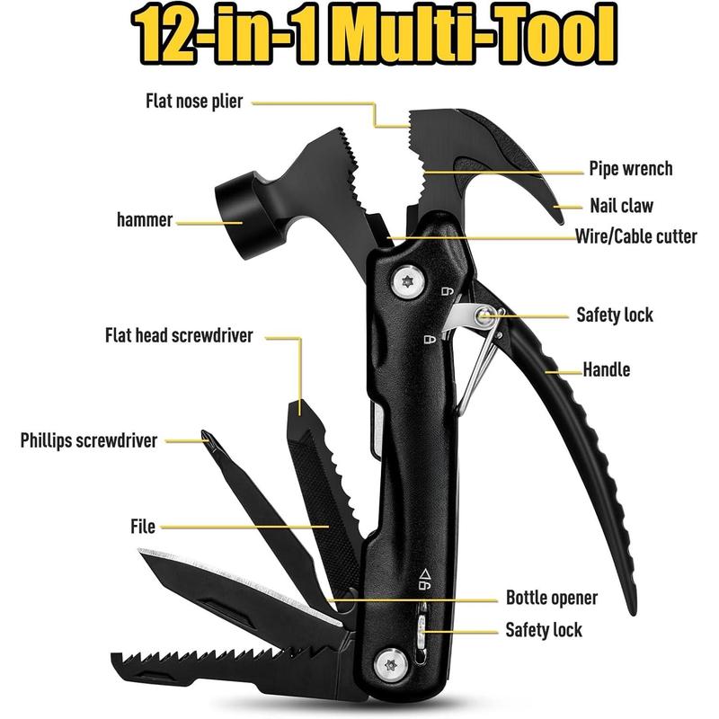 Stocking Stuffers Gifts for Adults Men, 12 in 1 Hammer Multitool Camping Accessories, Christmas Gifts for Men, Husband, Mens Gifts Ideas, Dad Gifts for Men Who Have Everything, Gadgets for Men