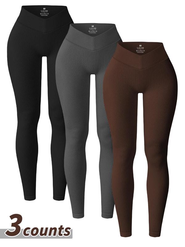 Women's Solid Color High Waist Sports Leggings, Breathable Comfortable High Stretch Yoga Leggings,  Leggings for Women,  Ladies Sportswear for Indoor Outdoor Wear