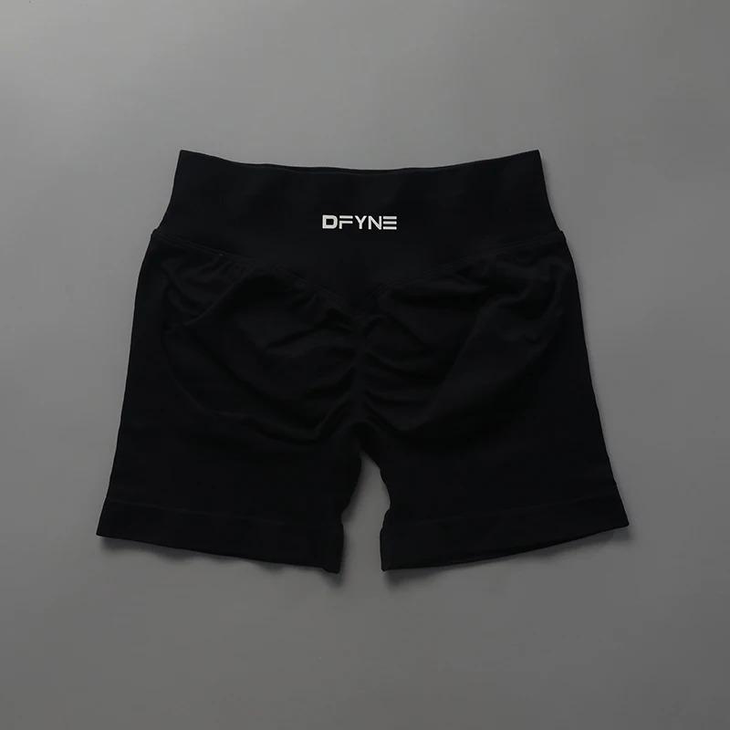 Dfyne Impact Shorts With Logo Low Ribbed Band Yoga Shorts Seamless Scrunch Bum Workout Gym Shorts Booty Stretch Running Shorts