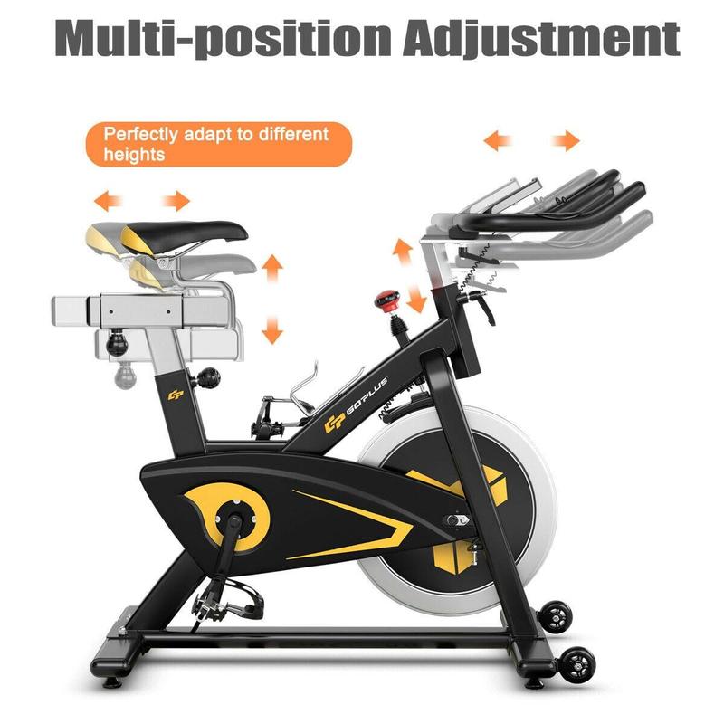 *Giantex*-Exercise Bike Fixed Belt Drive Indoor Bicycle with Heart Rate Monitor