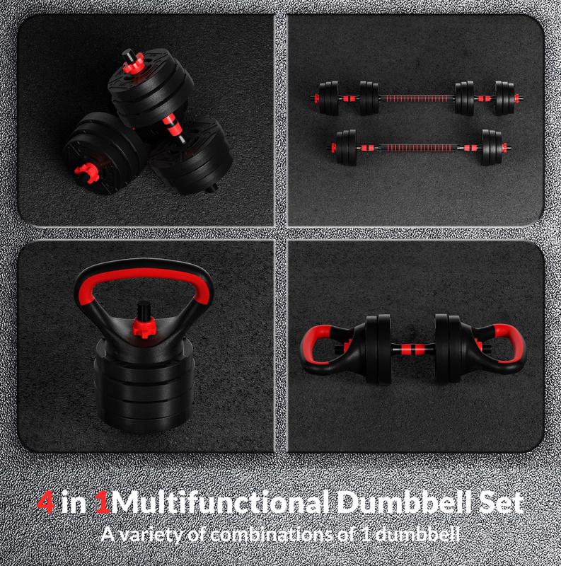 BalanceFrom 60LB 4-in-1 Portable Changeable Dumbbell, Barbell, and Kettlebell Set with Adjustable Weights