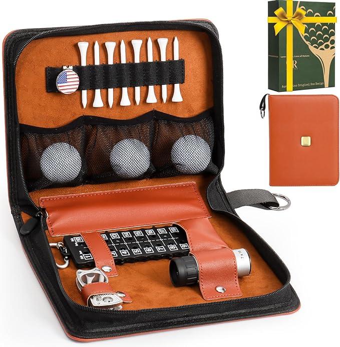 GLORIEROO Golf Fathers Day Dad Gifts for Men from Daughter Son Wife - Golf Accessories Set includes Golf Balls, Golf Tees, Golf Divot Tool, Rangefinder, Golf Scorer, Ball Marker & Hat Clip in Hi-End Case Glow-in-the-Dark Golf Ball Set golf  balls