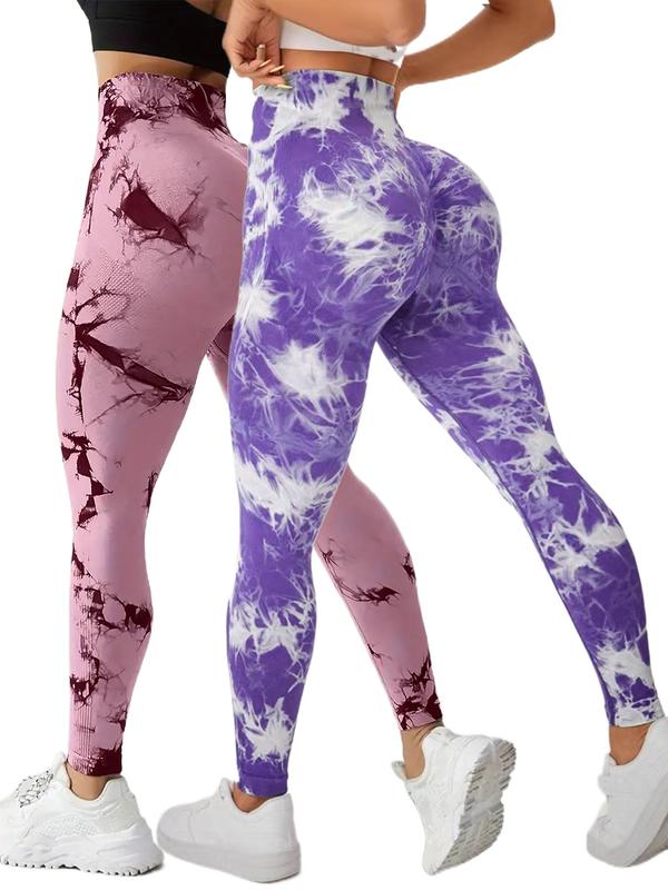 Sporty Women's Tie Dye Print High Waist Sports Leggings, Casual Comfy Breathable Skinny Pants for Yoga Gym Workout Running, Ladies Sportswear for All Seasons