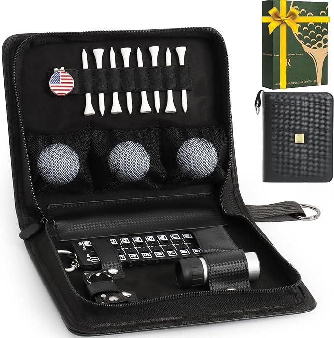 GLORIEROO Golf Fathers Day Dad Gifts for Men from Daughter Son Wife - Golf Accessories Set includes Golf Balls, Golf Tees, Golf Divot Tool, Rangefinder, Golf Scorer, Ball Marker & Hat Clip in Hi-End Case Glow-in-the-Dark Golf Ball Set golf  balls