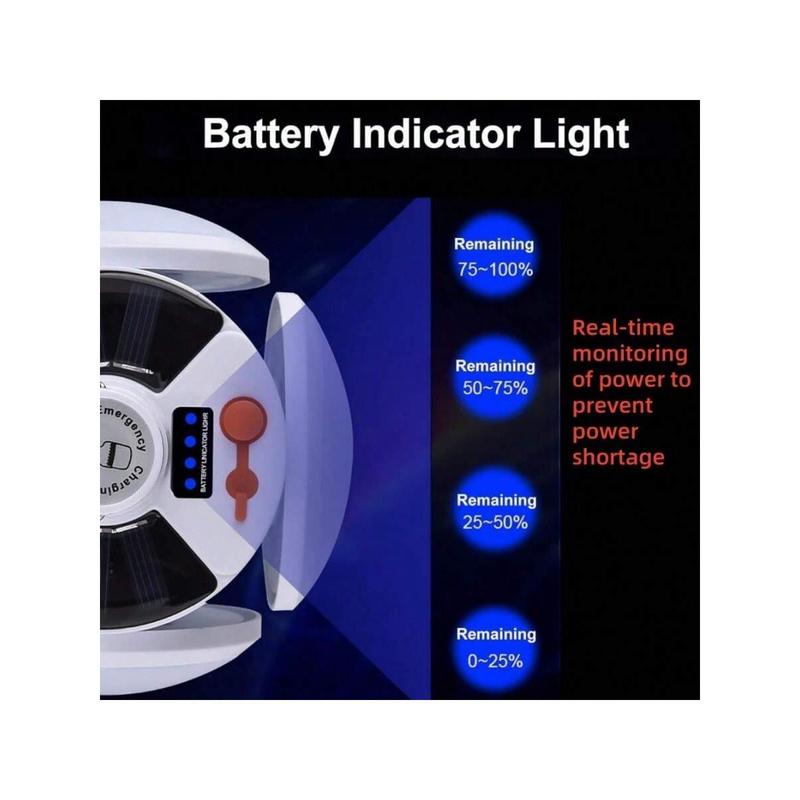 Camping Folding Light Solar USB Rechargeable Remote Control Waterproof Portable Camping Light Hanging Suitable For Outdoor Fishing Hiking Emergency Power Outage