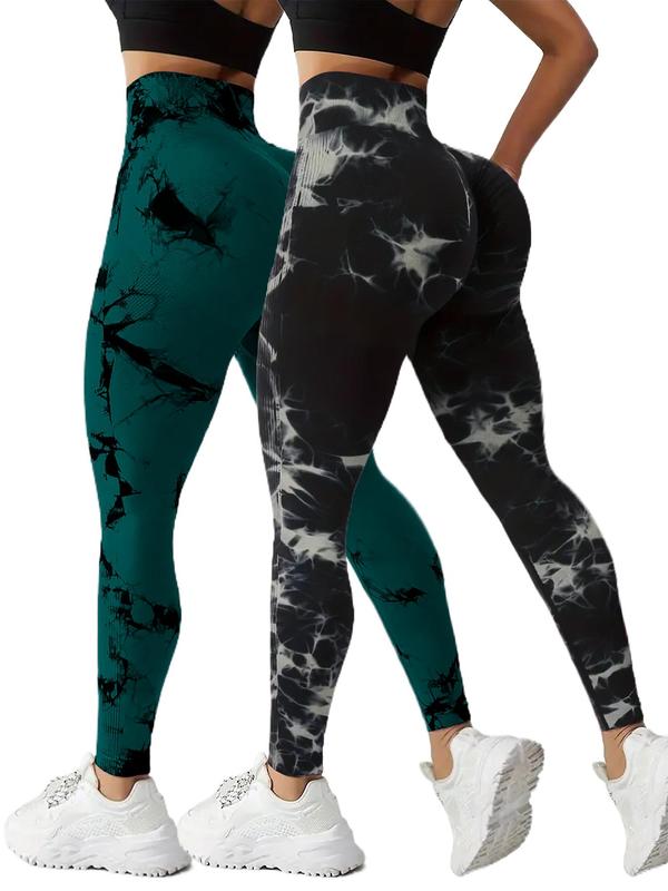 Sporty Women's Tie Dye Print High Waist Sports Leggings, Casual Comfy Breathable Skinny Pants for Yoga Gym Workout Running, Ladies Sportswear for All Seasons