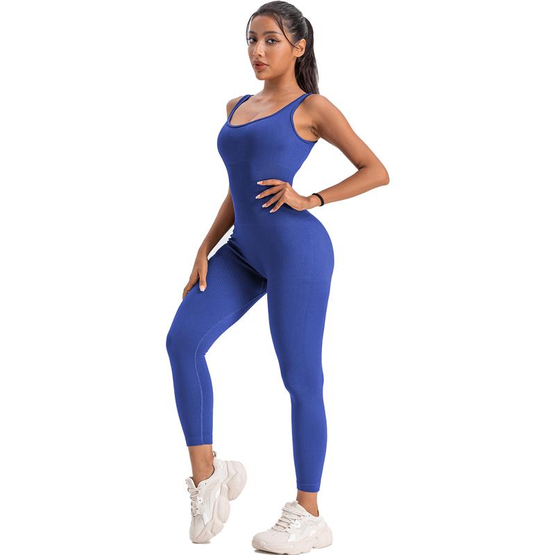 Workout Seamless Jumpsuits Yoga Ribbed One Piece Tank Tops Rompers Sleeveless Exercise Jumpsuits Tracksuit Womenswear Women Overalls Sporty Fashion