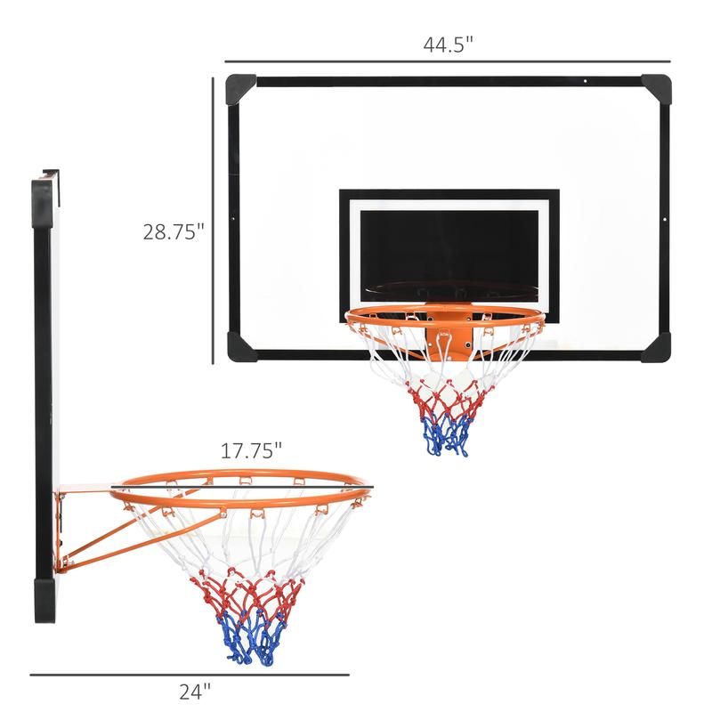 Soozier Wall Mounted Basketball Hoop with Shatter Proof Backboard, Durable Rim and All-Weather Net for Indoor and Outdoor Use