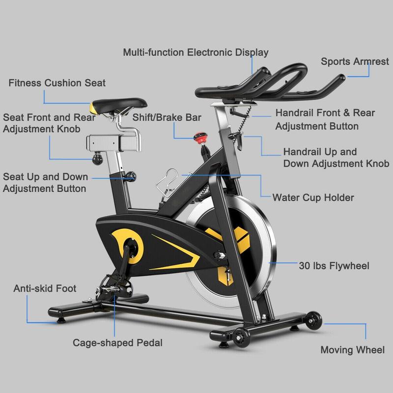 *Giantex*-Exercise Bike Fixed Belt Drive Indoor Bicycle with Heart Rate Monitor