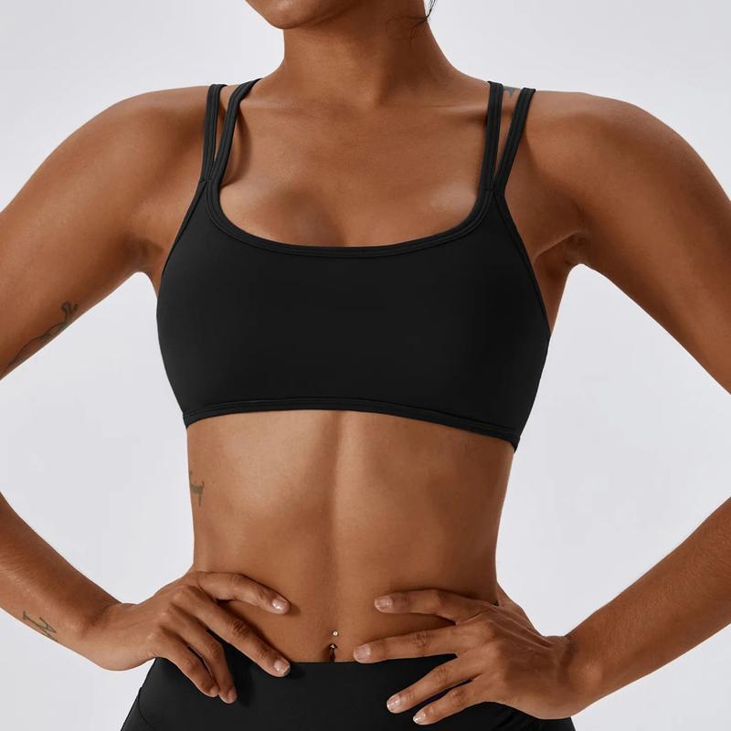 Solid Color Back Cross Straps Women’s Sports Bra