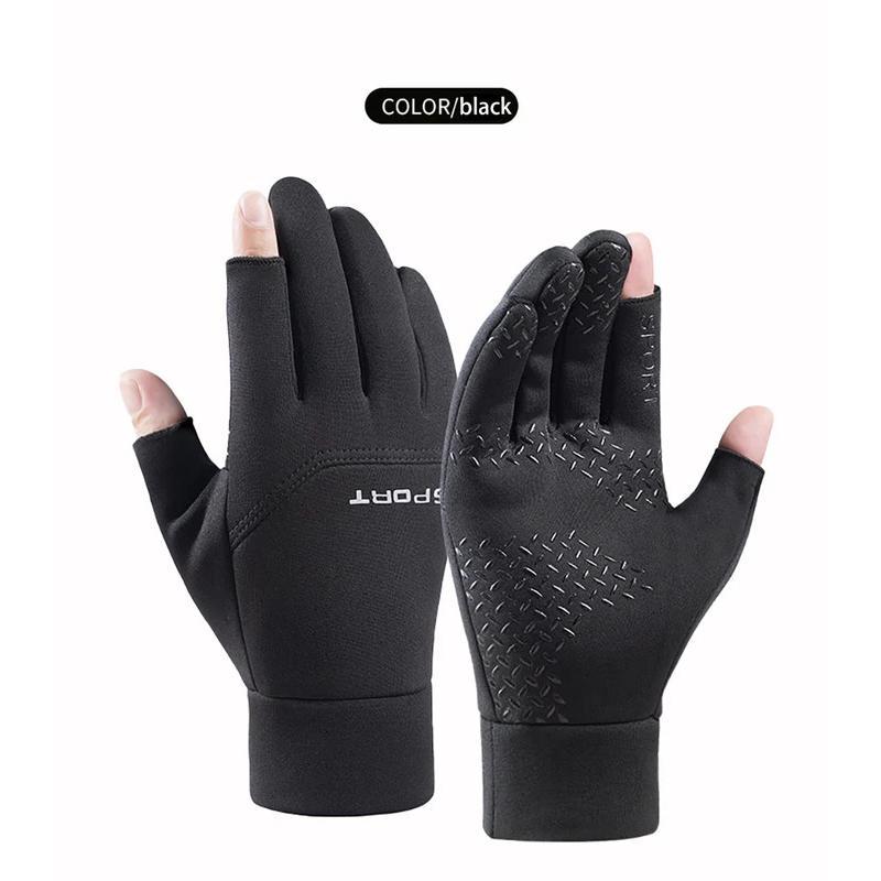 Winter Fishing Men's Gloves Women Cycling Warm Anti-Slip Gloves for Fishing Sports Touch Screen Two Fingers Cut Outdoor Angling