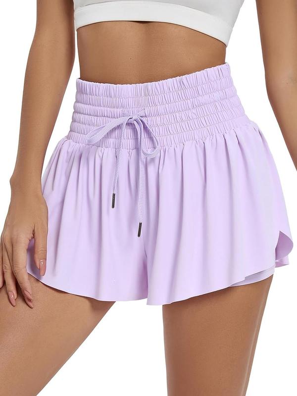 Women's Pocket Drawstring Athletic Sports Shorts, Casual Shirred High Waist Shorts, Fall Clothes, Back To School Sport & Outdoor Clothing for Yoga Workout Running, Fall Outfits