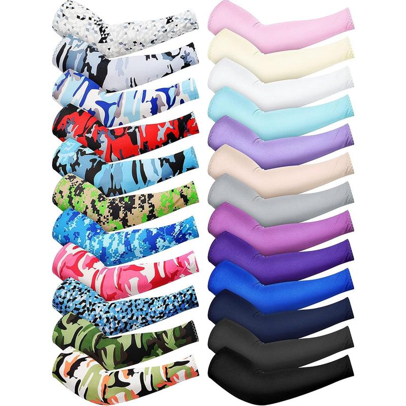 24 Pairs Arm Sleeves Arm Covers Cooling Ice Silk Sleeves for Outdoor Sports