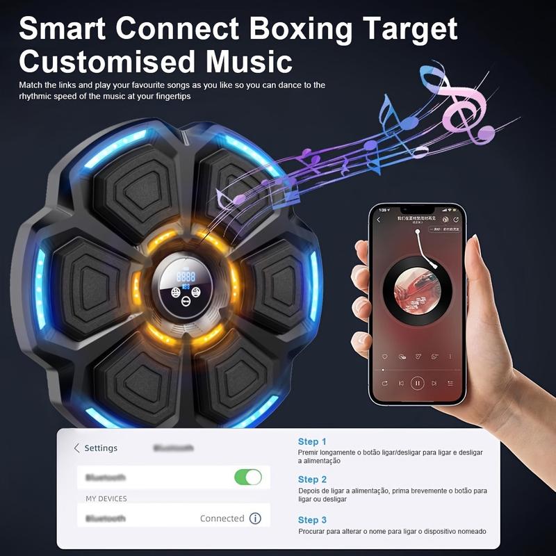 1 Piece of Creative Music Boxing Machine with Two Pairs of Boxing Glove-New Music Boxing Machine, with Light, USB Charging, Agility Speed Training, Perfect Christmas and Valentine's Day Gift