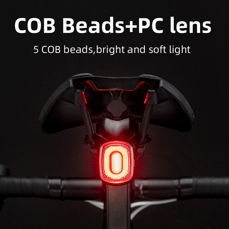 ROCKBROS Bike Tail Light Q4 Smart Brake LED Light Waterproof USB Rechargeable Bicycle Rear Light Ultralight 5 Modes ABS Back Safety Light Bike Accessories