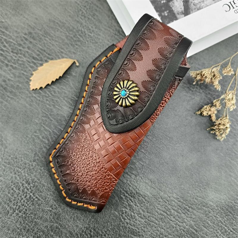 Cowhide Foldable Knife Holster, Portable Knife Storage Holster, Outdoor Foldable Knife Sheath, Sports & Outdoor Accessories