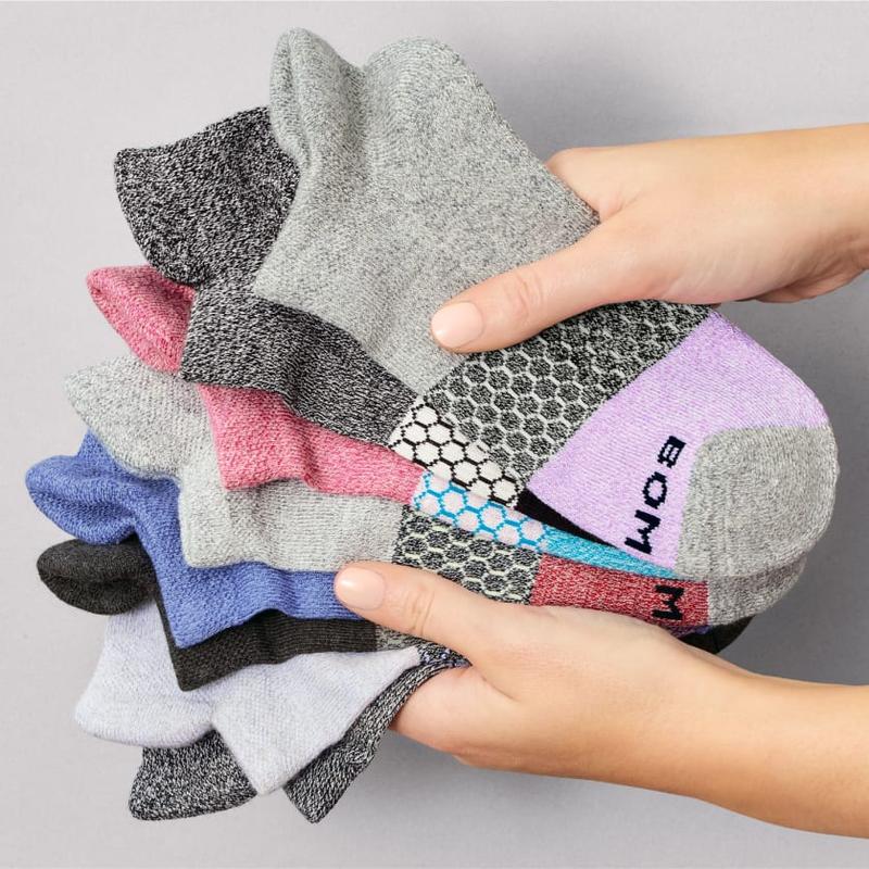 Set of Pack3, Pack5 Bombas Women's Ankle Socks - Full Corlors - Athletic Running Socks, Winter Solid Thick Warm Cushioned No Show for Women