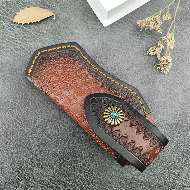 Cowhide Foldable Knife Holster, Portable Knife Storage Holster, Outdoor Foldable Knife Sheath, Sports & Outdoor Accessories