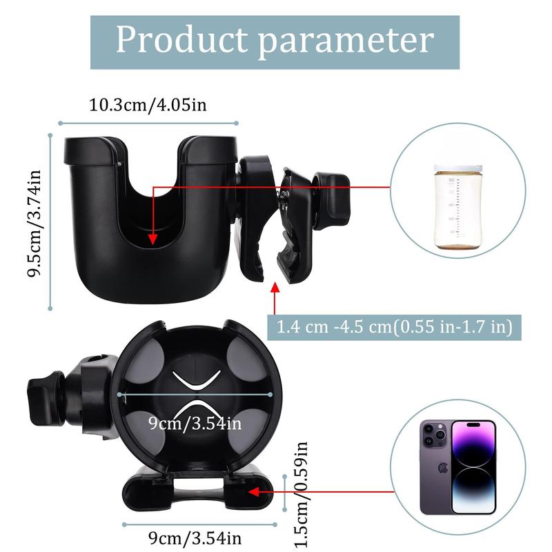 Universal cup holder, adjustable outdoor cup holder with mobile phone holder, suitable for wheelchairs, walkers, bicycles, scooters, can be a gift for your family.