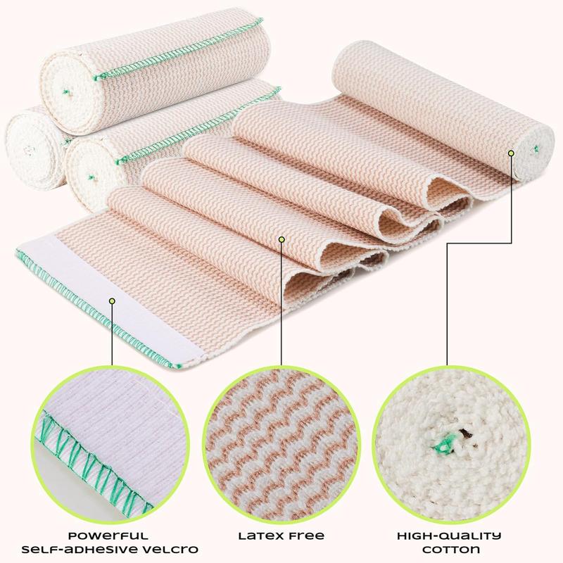 5Rolls Elastic Bandage Wrap,6Inch Wide Bandages for Ankle, Foot, Leg and Hand Compression Bandage for Sports Sprained