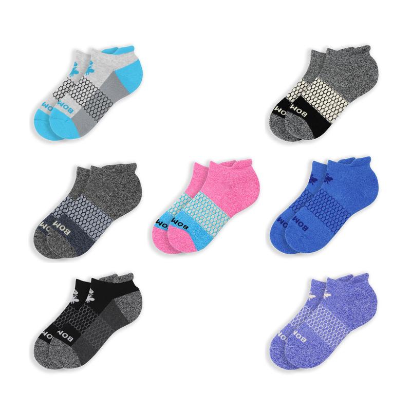 Set of Pack3, Pack5 Bombas Women's Ankle Socks - Full Corlors - Athletic Running Socks, Winter Solid Thick Warm Cushioned No Show for Women