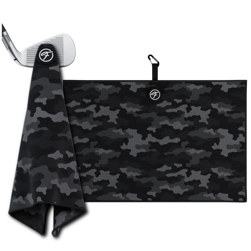 Fore Show Black Camo Magnetic Golf Towel Waffle Microfiber with Magnet for Golf Bags, Carts & Clubs - 24” x 16” Magnetic Golf Towel for Men Cool Golf Accessory Golf Towel Magnet