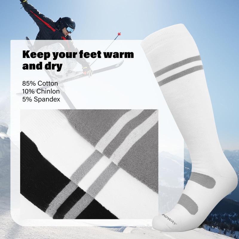 Findway Ski Socks, 2 Pairs Snowboarding and Skiing Socks, OTC Non-Slip Cuff Winter Thermal Warm Socks for Men & Women