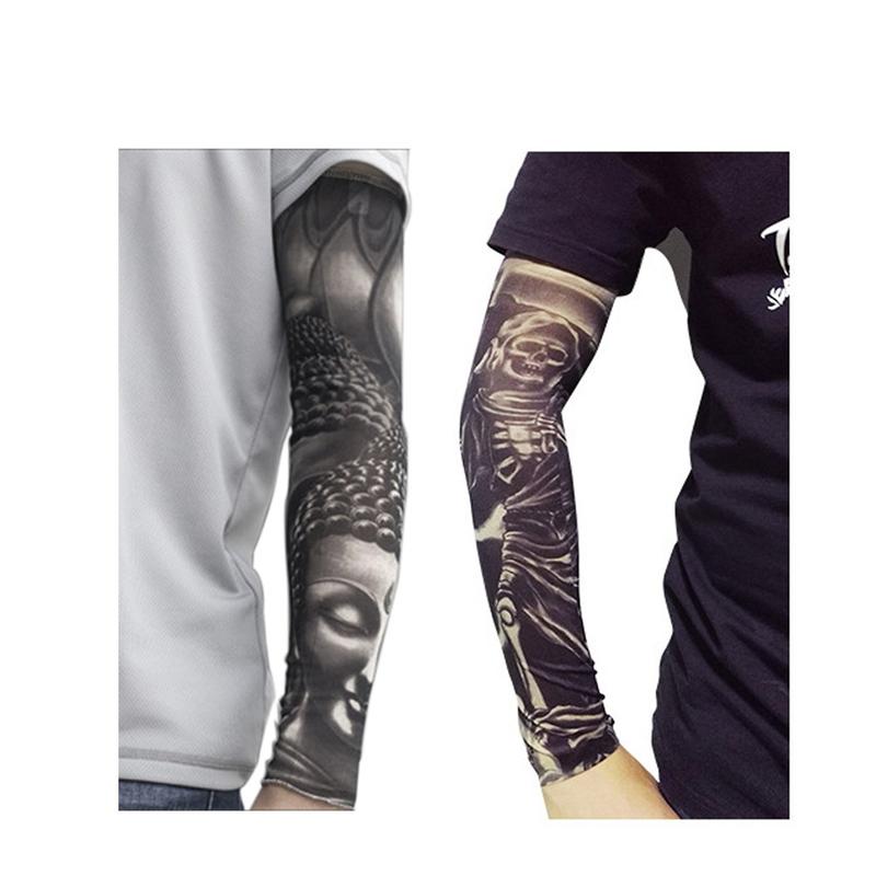 8PCS Tattoo Sleeves Cool Temporary Sunscreen Arm Sleeves for Men Women Cycling Running Driving Sports