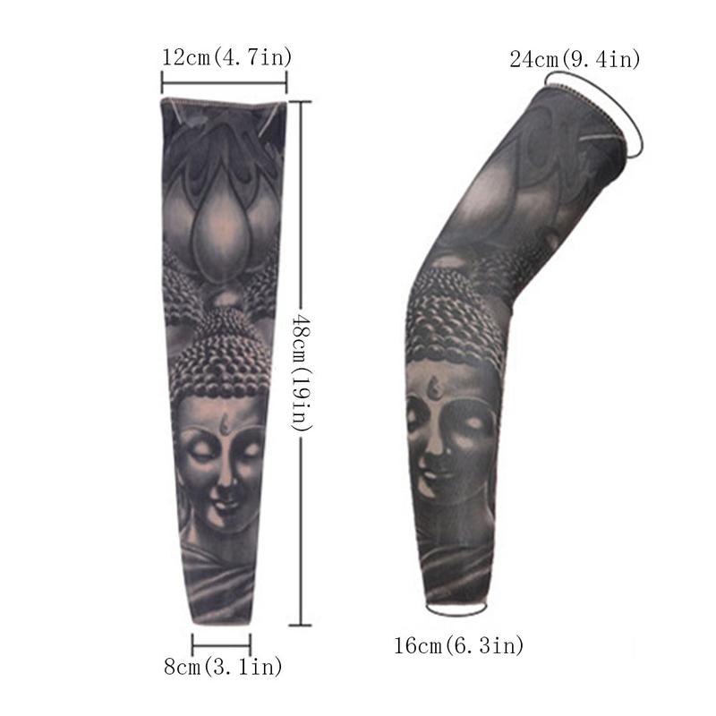 8PCS Tattoo Sleeves Cool Temporary Sunscreen Arm Sleeves for Men Women Cycling Running Driving Sports