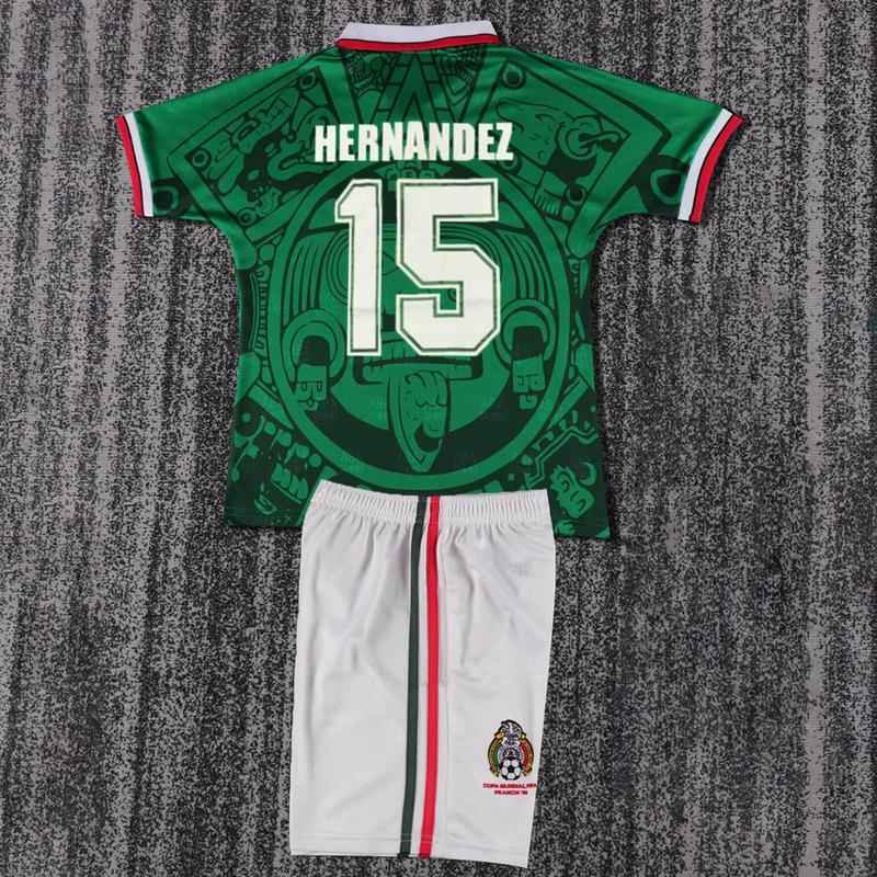 1998 Mexico Home Quick Dry Breathable Green Soccer Jersey Set