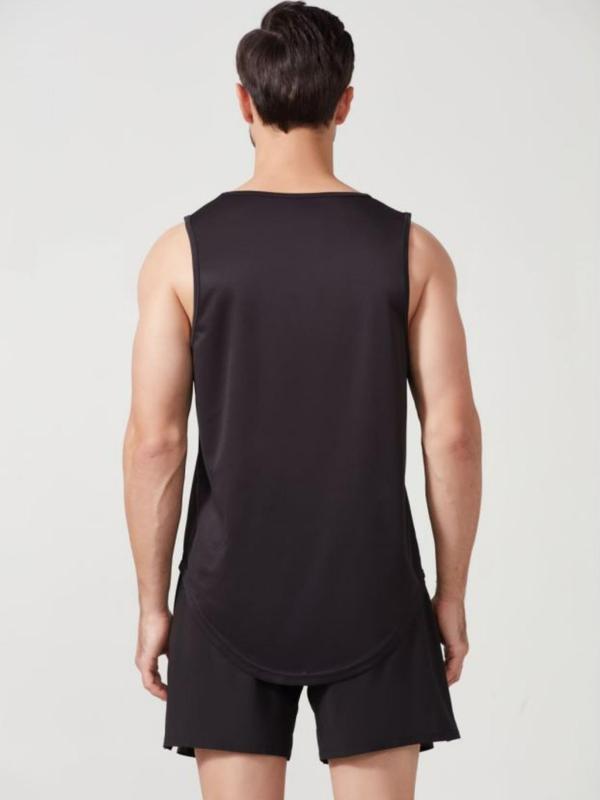 Men's Plain Round Neck Quick Drying Sports Tank Top, Summer Clothes Streetwear, Breathable Sleeveless Top for Running Training, Gym Workout Tank Top for Men