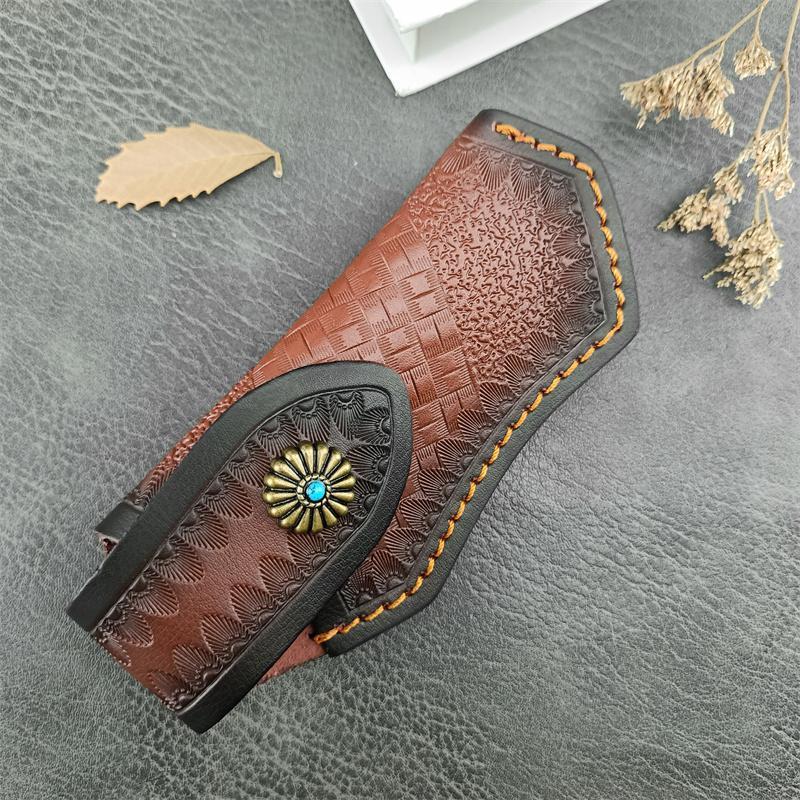 Cowhide Foldable Knife Holster, Portable Knife Storage Holster, Outdoor Foldable Knife Sheath, Sports & Outdoor Accessories