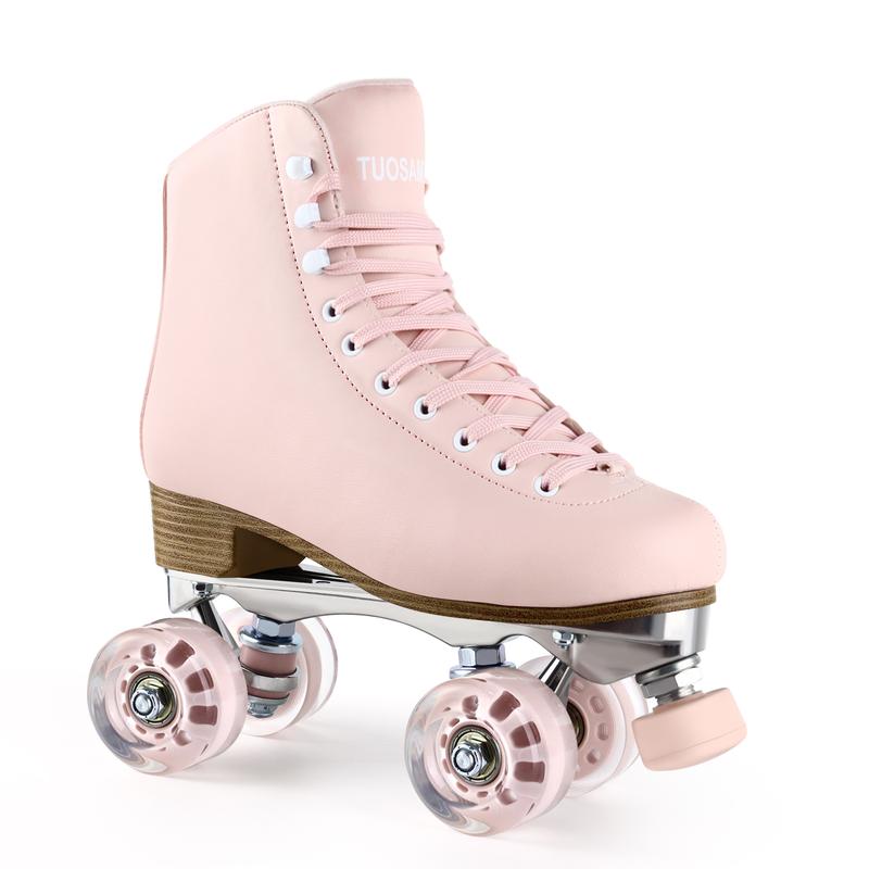 TUOSAMTIN Roller Skates for Women Girls with Height Adjustable Rubber Stoppers Cute Retro Quad Roller Skates for Outdoor and Indoor