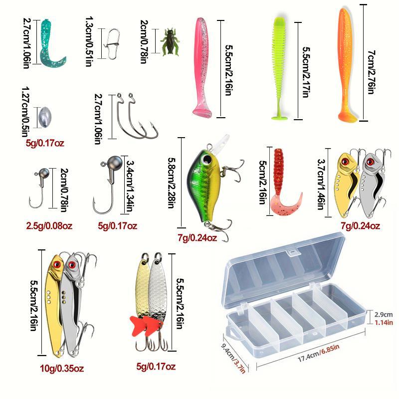 Fishing Lure Set, Fishing Lures with Hooks, Multifunctional Fishing Accessories for Sea Freshwater Lakes Streams, Outdoor Fishing Accessories, Christmas Gift