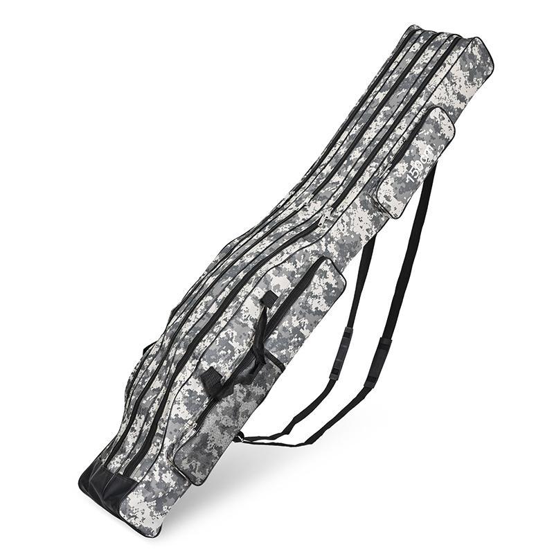 Foldable Fishing Rod Bag, Portable Large Capacity Fishing Rod Storage Bag, Waterproof Camouflage Travel Carry Bag, Fishing Accessories