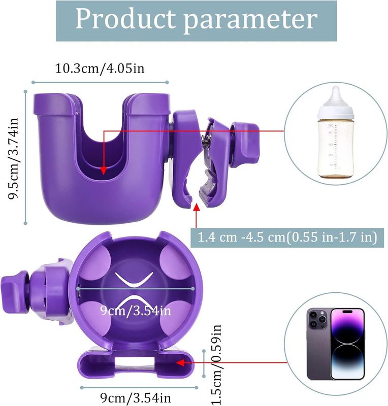 Universal cup holder, adjustable outdoor cup holder with mobile phone holder, suitable for wheelchairs, walkers, bicycles, scooters, can be a gift for your family.