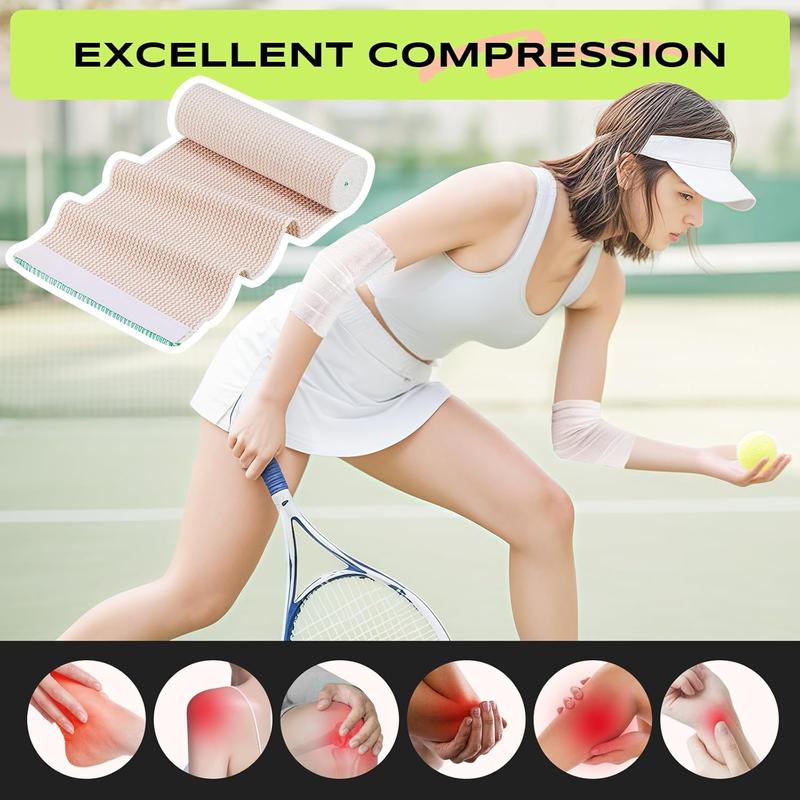 5Rolls Elastic Bandage Wrap,6Inch Wide Bandages for Ankle, Foot, Leg and Hand Compression Bandage for Sports Sprained