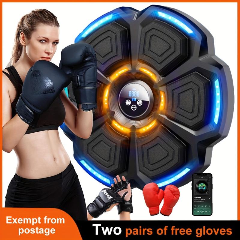 Smart Music Boxing Machine, with LED Electronic Wall-Mounted Wireless Training Machine, Adult Electronic Boxing Machine, Exercise Muscles, Home Entertainment Fitness Equipment, Equipped with Two Pairs of High Quality Boxing Glove, Durable, Easy to Install