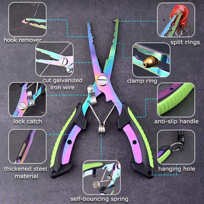 Professional Fishing Tool Set, 3 Counts set Stainless Steel Fishing Pliers With Bag & Fishing Lanyard Outdoor Recreation Equipment for Summer Gift, Fishing Equipment, Christmas Gift